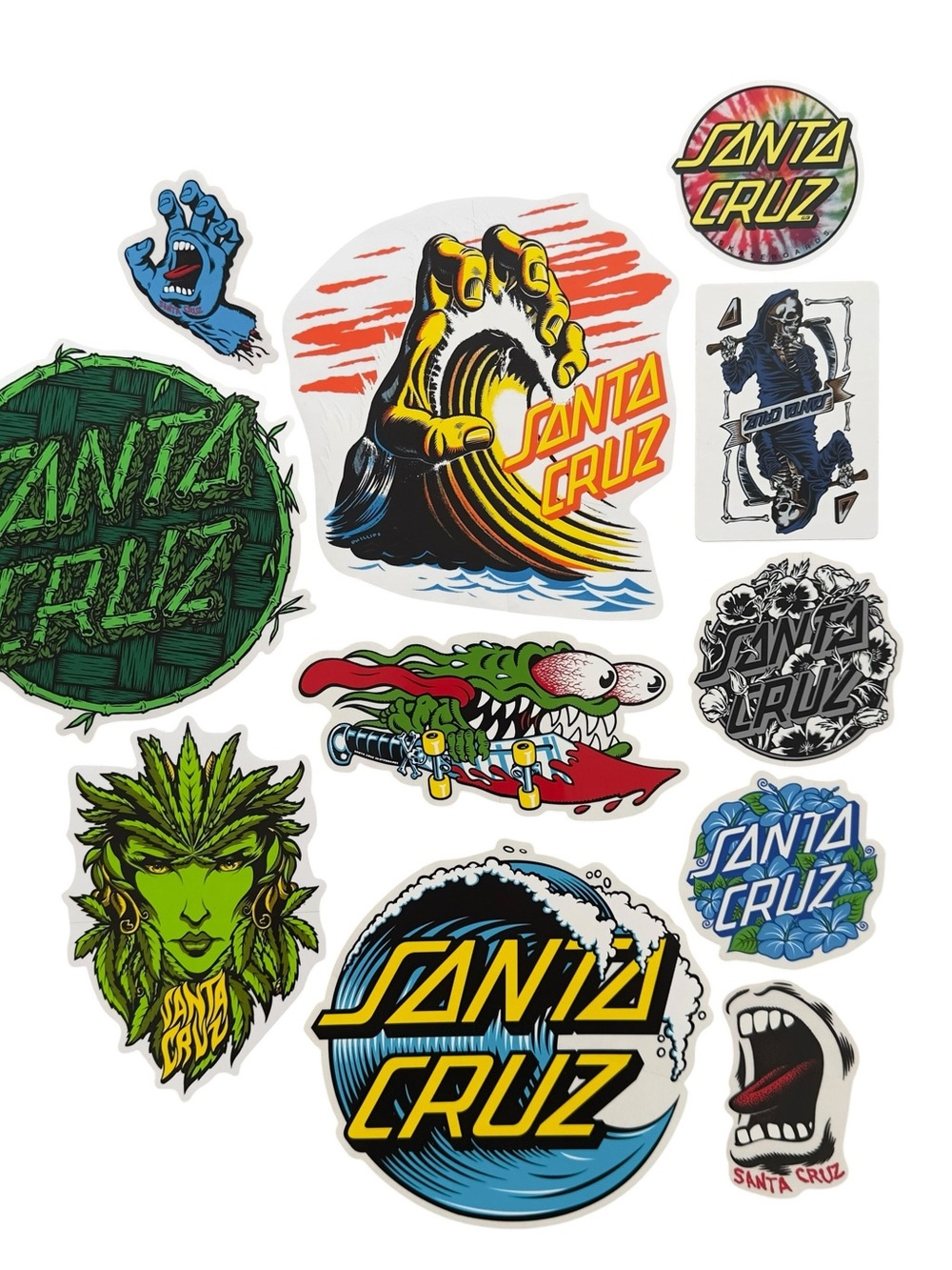 Santa Cruz Skateboards Lot Of 11 Skateboarding Stickers Surf Skate